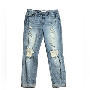 KanCan Shelly High Rise Boyfriend Jeans Paint splatter and Light wash‎ SZ 9/28